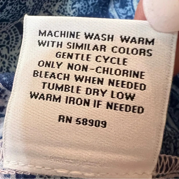 Van Winkle & Co. Peach & Blue Spaghetti Strap Cotton Dress. Size Small. - Picture 11 of 11